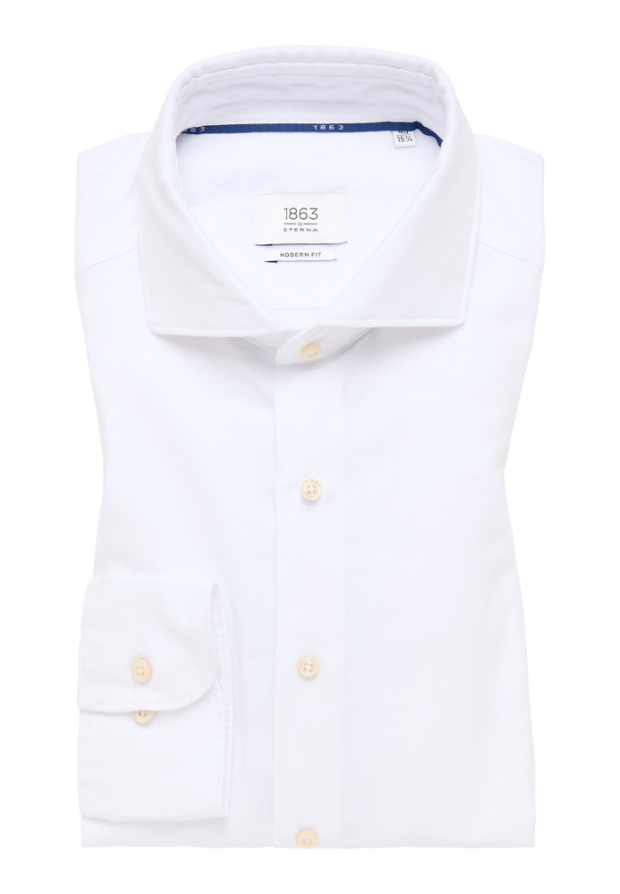 MODERN FIT Linen Shirt in weiß unifarben von ETERNA Mode GmbH