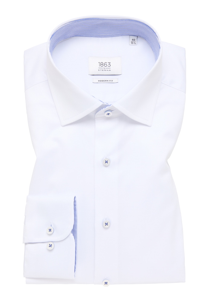 MODERN FIT Luxury Shirt in weiß unifarben von ETERNA Mode GmbH