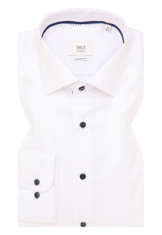 MODERN FIT Luxury Shirt in weiß unifarben von ETERNA Mode GmbH