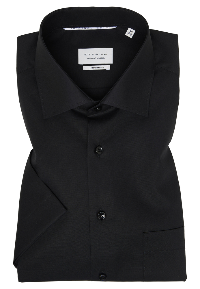 MODERN FIT Original Shirt in schwarz unifarben von ETERNA Mode GmbH