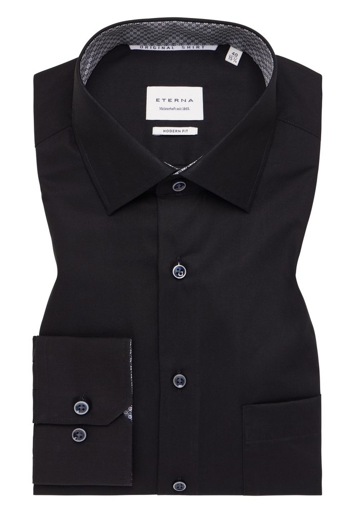MODERN FIT Original Shirt in schwarz unifarben von ETERNA Mode GmbH