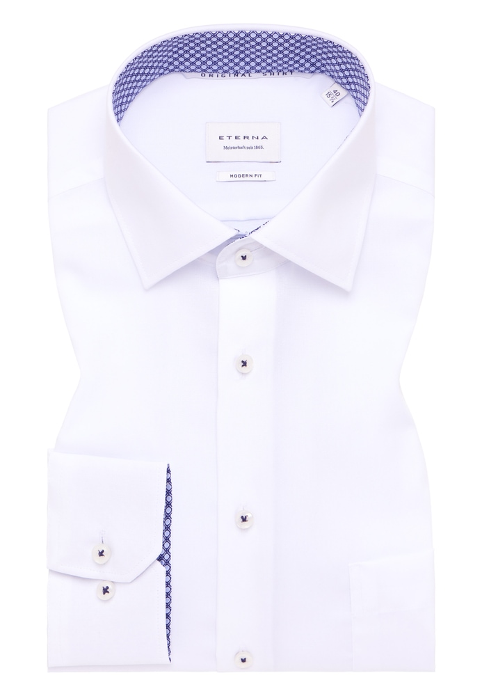MODERN FIT Original Shirt in weiß unifarben von ETERNA Mode GmbH