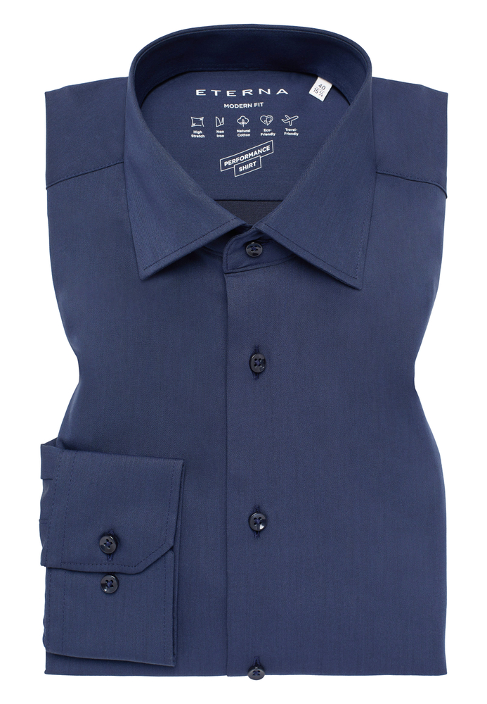 MODERN FIT Performance Shirt in navy unifarben von ETERNA Mode GmbH