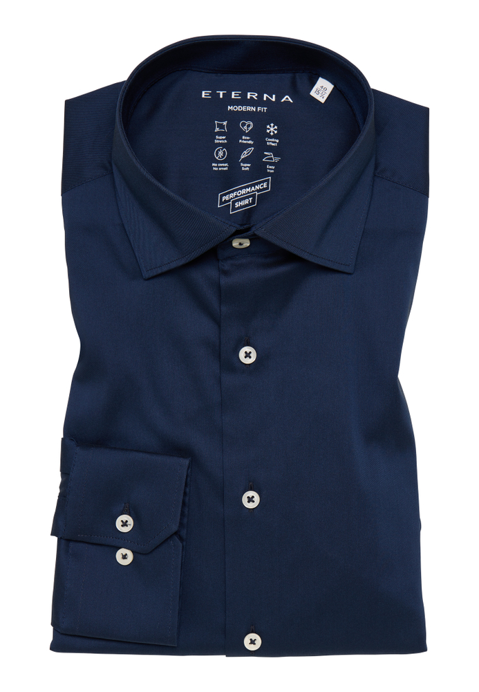 MODERN FIT Performance Shirt in navy unifarben von ETERNA Mode GmbH