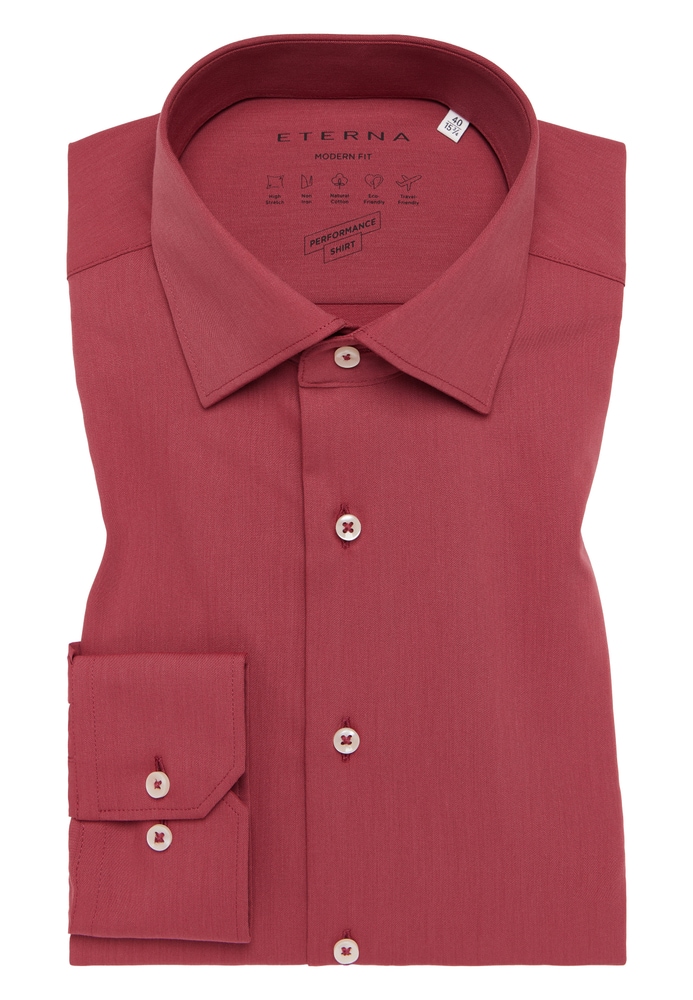 MODERN FIT Performance Shirt in rusty red unifarben von ETERNA Mode GmbH