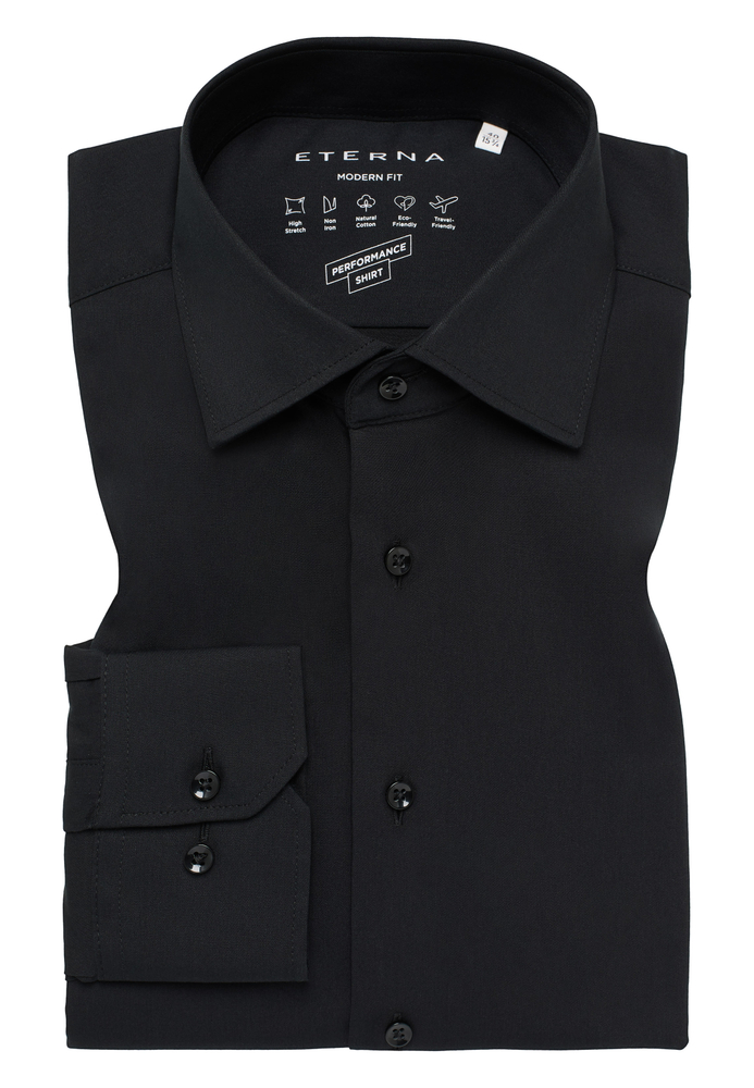 MODERN FIT Performance Shirt in schwarz unifarben von ETERNA Mode GmbH