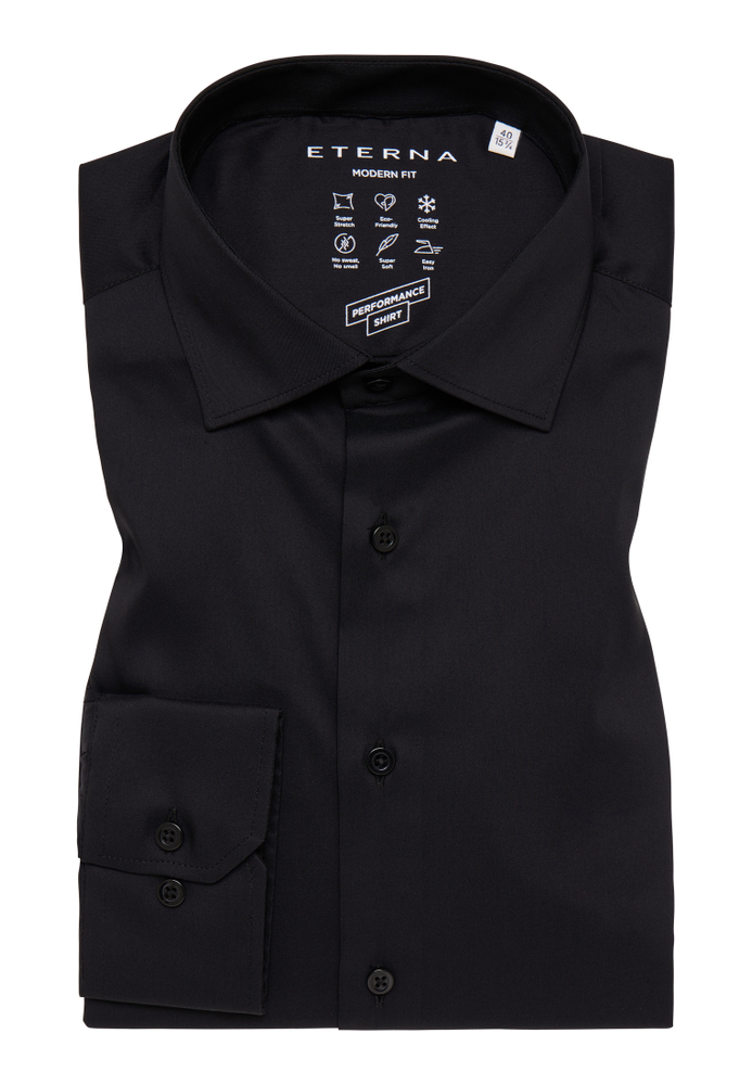 MODERN FIT Performance Shirt in schwarz unifarben von ETERNA Mode GmbH