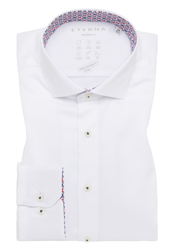 MODERN FIT Performance Shirt in weiß strukturiert von ETERNA Mode GmbH