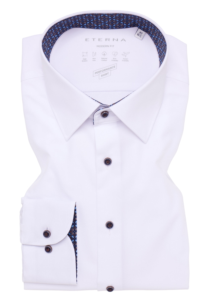 MODERN FIT Performance Shirt in weiß unifarben von ETERNA Mode GmbH