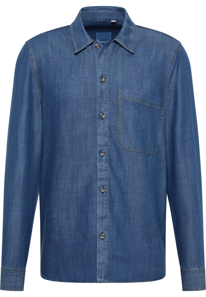 MODERN FIT Overshirt in mittelblau unifarben von ETERNA Mode GmbH