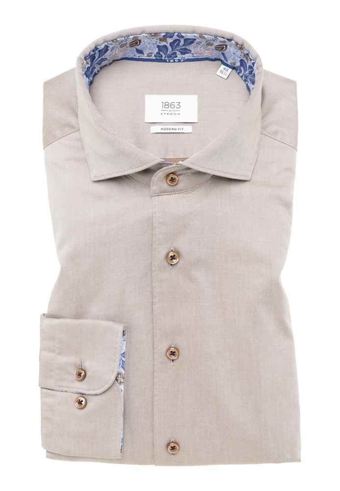 MODERN FIT Soft Luxury Shirt in hazelnut unifarben von ETERNA Mode GmbH