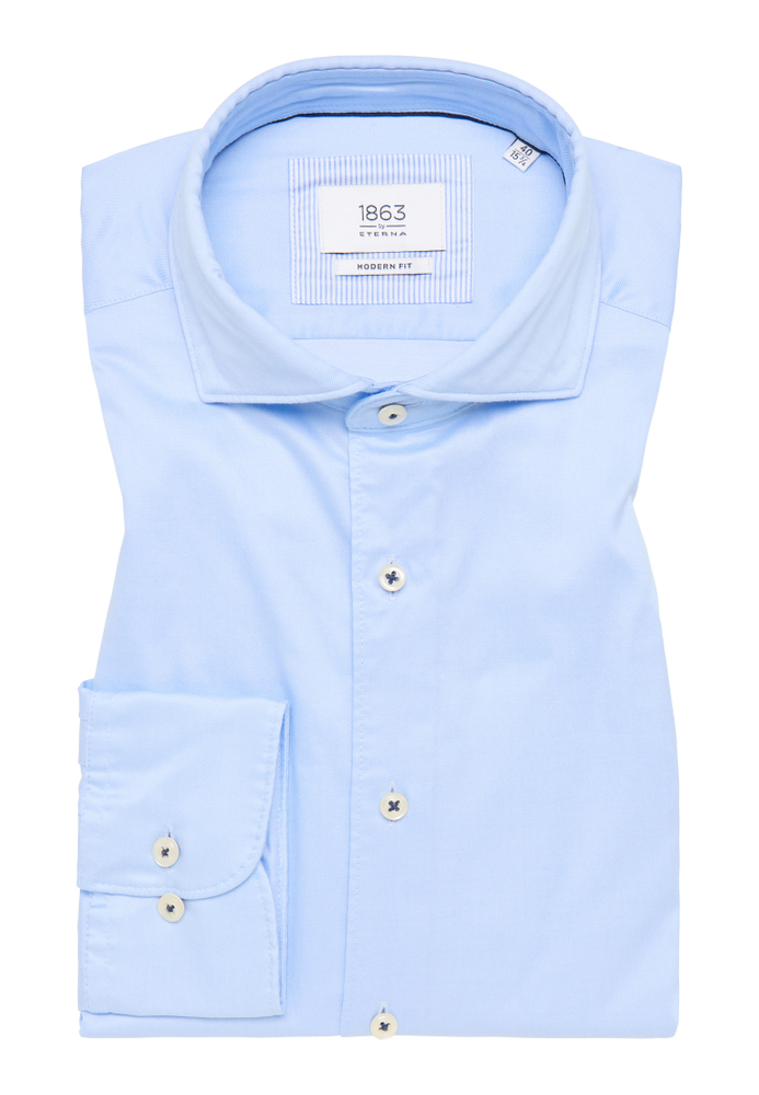 MODERN FIT Soft Luxury Shirt in hellblau unifarben von ETERNA Mode GmbH