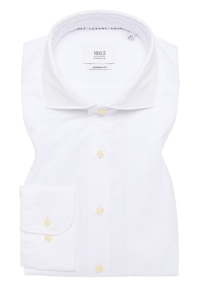 MODERN FIT Soft Luxury Shirt in weiß unifarben von ETERNA Mode GmbH