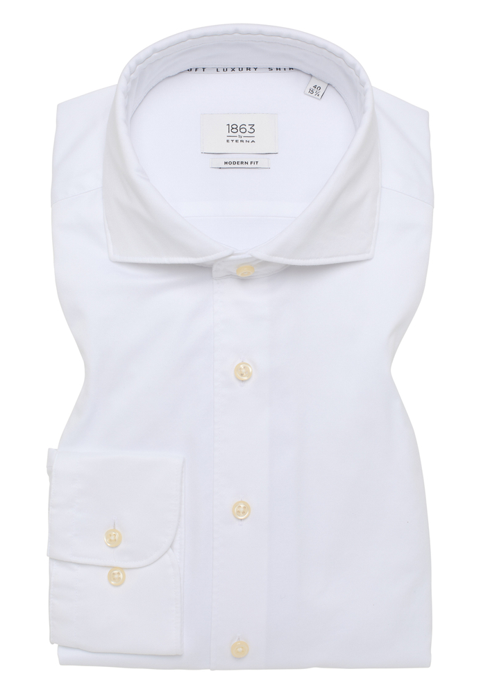 MODERN FIT Soft Luxury Shirt in weiß unifarben von ETERNA Mode GmbH
