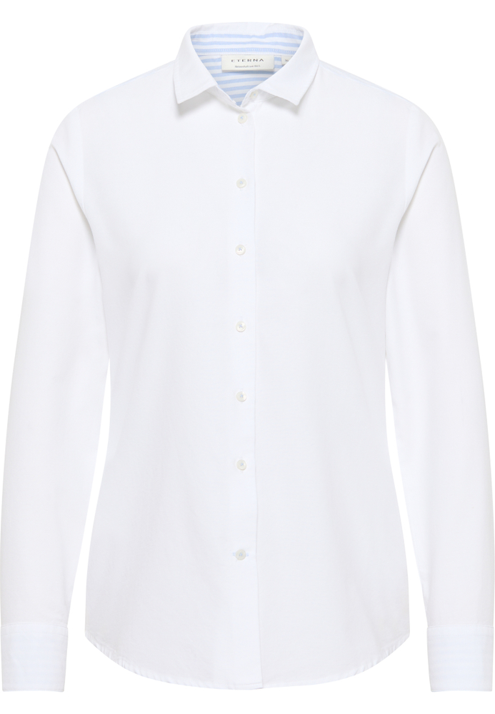 Oxford Shirt Bluse in weiß unifarben von ETERNA Mode GmbH