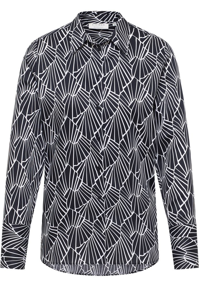 Hemdbluse in schwarz bedruckt von ETERNA Mode GmbH