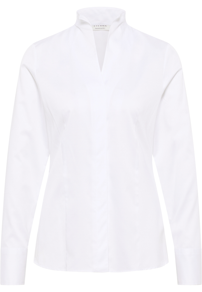 Satin Shirt Bluse in weiß unifarben von ETERNA Mode GmbH