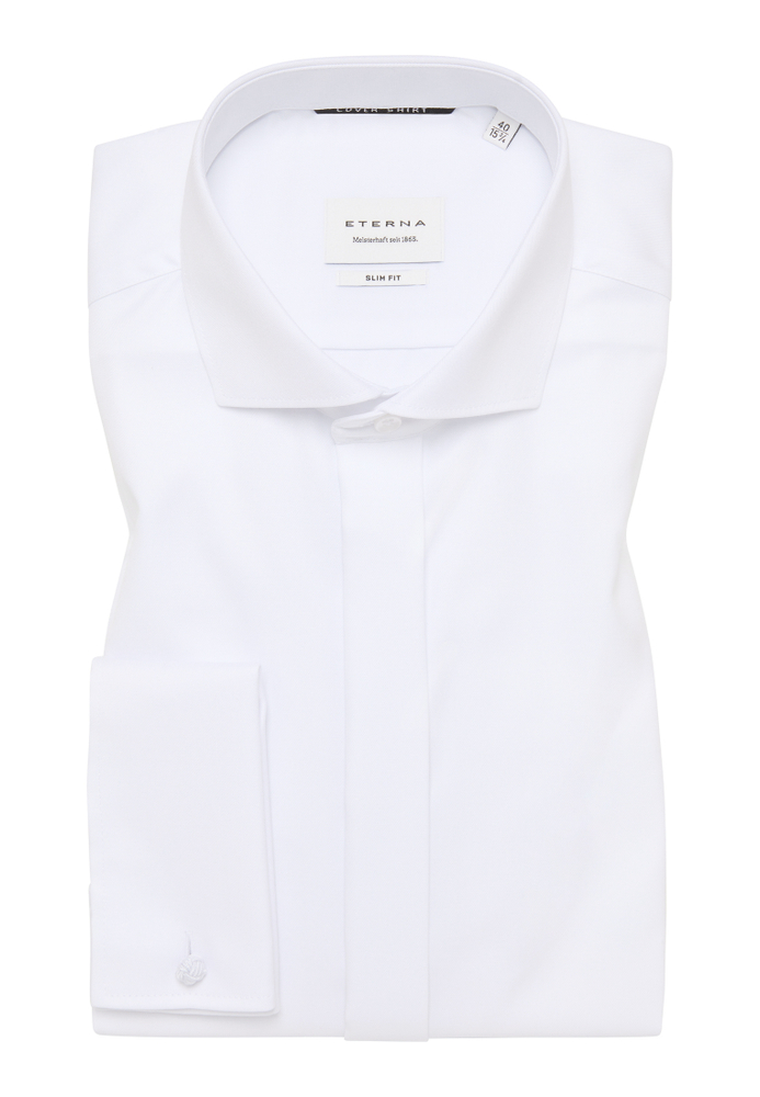 SLIM FIT Cover Shirt in weiß unifarben von ETERNA Mode GmbH