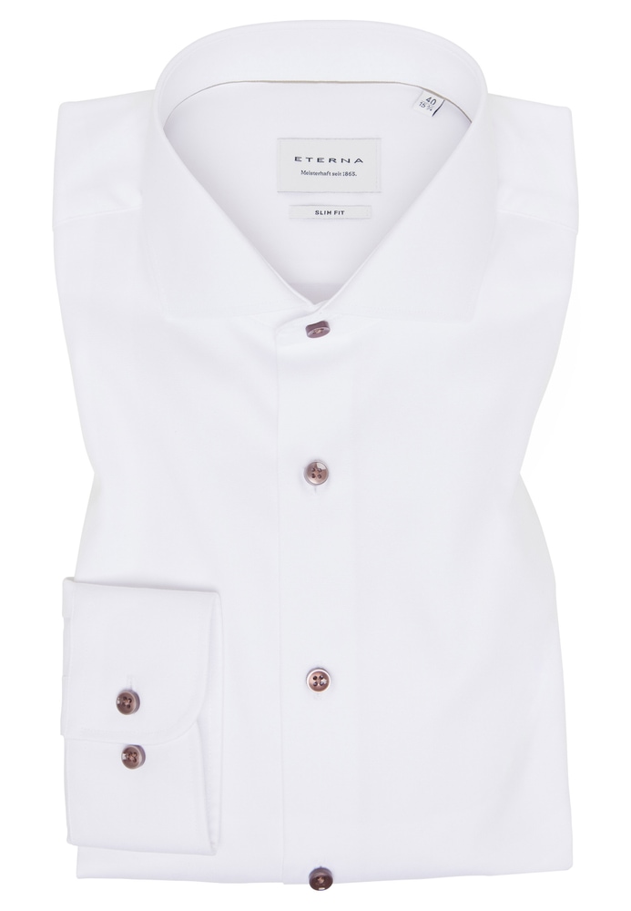 SLIM FIT Cover Shirt in weiß unifarben von ETERNA Mode GmbH