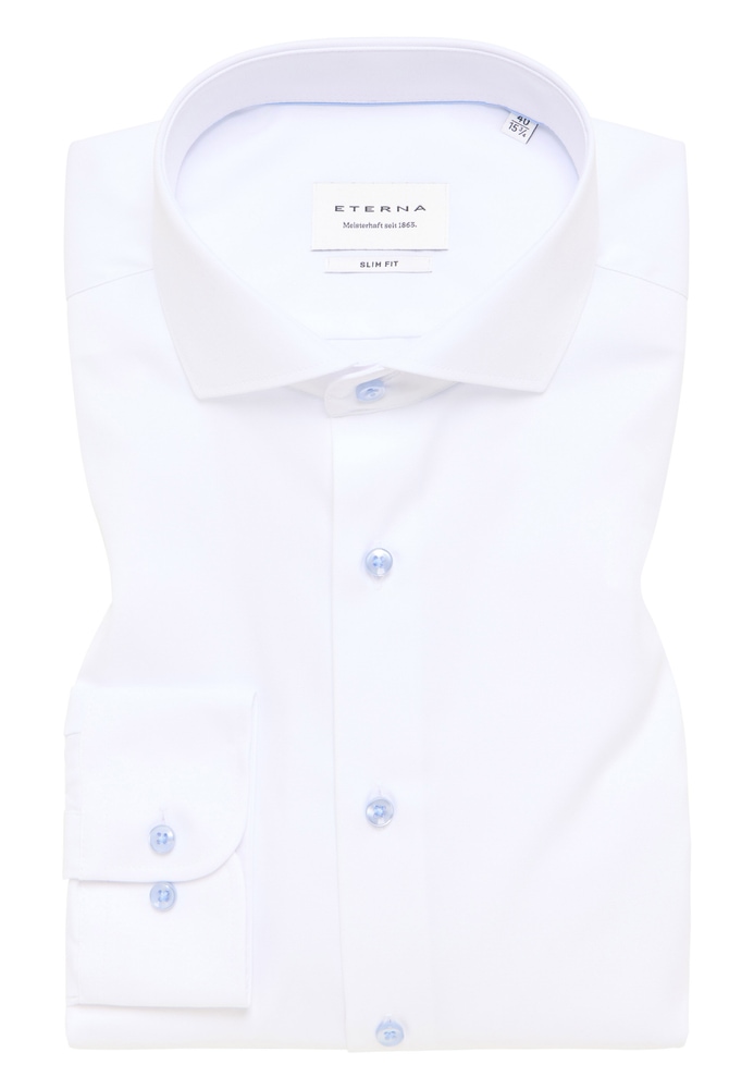 SLIM FIT Cover Shirt in weiß unifarben von ETERNA Mode GmbH