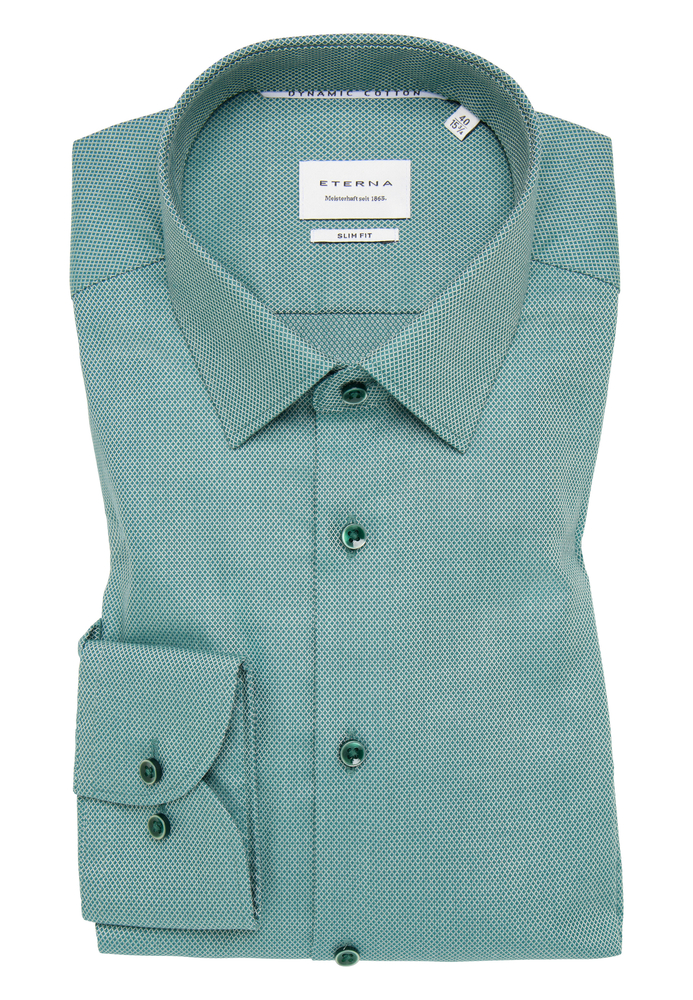 SLIM FIT Dynamic Cotton in kiwi strukturiert von ETERNA Mode GmbH