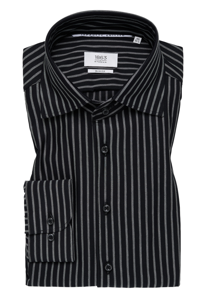 SLIM FIT Japanese Knitted in anthrazit gestreift von ETERNA Mode GmbH