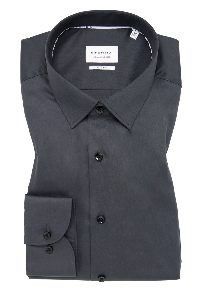 SLIM FIT Hemd in anthrazit unifarben von ETERNA Mode GmbH