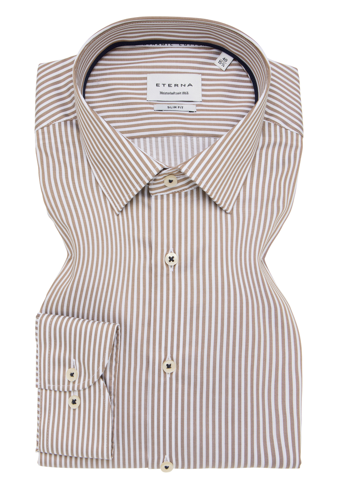 SLIM FIT Hemd in beige gestreift von ETERNA Mode GmbH