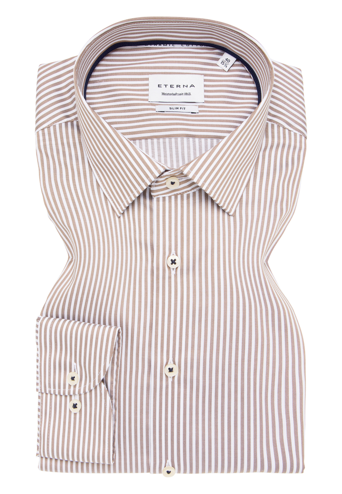 SLIM FIT Hemd in beige gestreift von ETERNA Mode GmbH