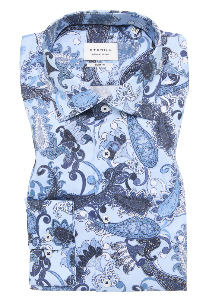 SLIM FIT Hemd in blau bedruckt von ETERNA Mode GmbH