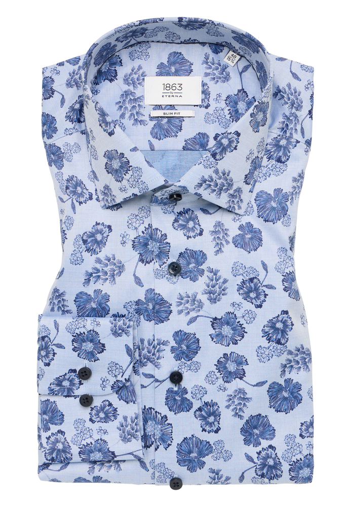 SLIM FIT Hemd in blau bedruckt von ETERNA Mode GmbH