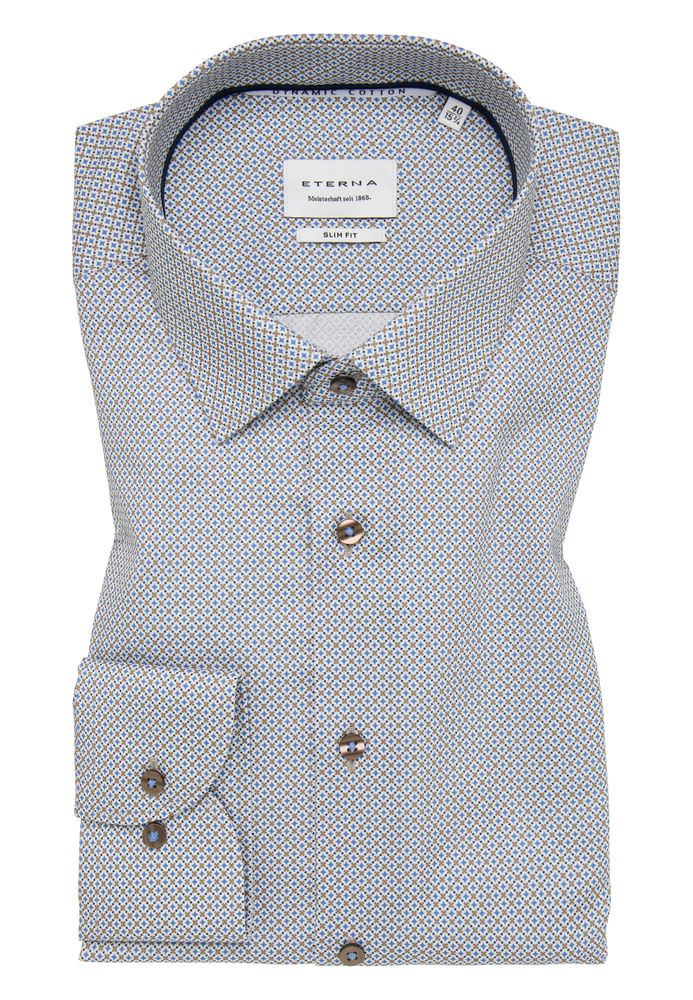 SLIM FIT Hemd in blau bedruckt von ETERNA Mode GmbH