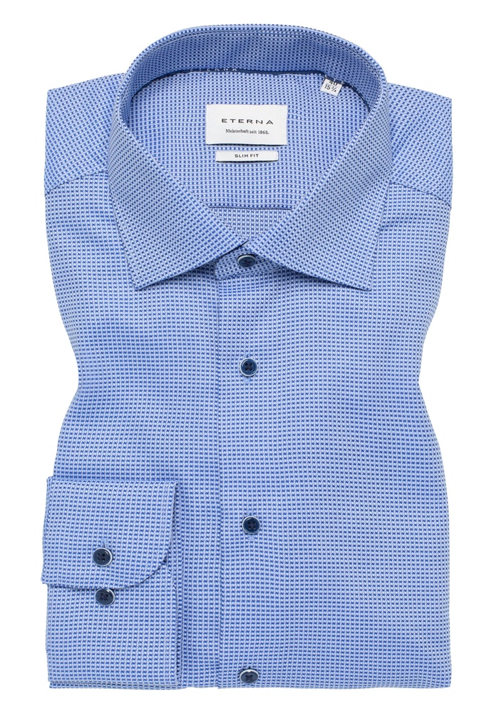 SLIM FIT Hemd in blau strukturiert von ETERNA Mode GmbH
