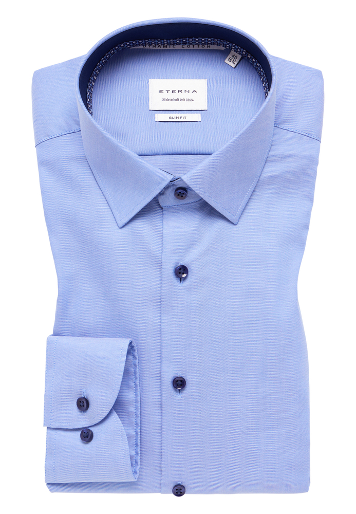 SLIM FIT Hemd in blau unifarben von ETERNA Mode GmbH