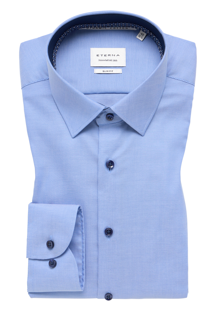 SLIM FIT Hemd in blau unifarben von ETERNA Mode GmbH