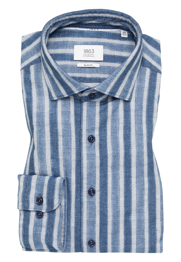 SLIM FIT Hemd in dunkelblau bedruckt von ETERNA Mode GmbH