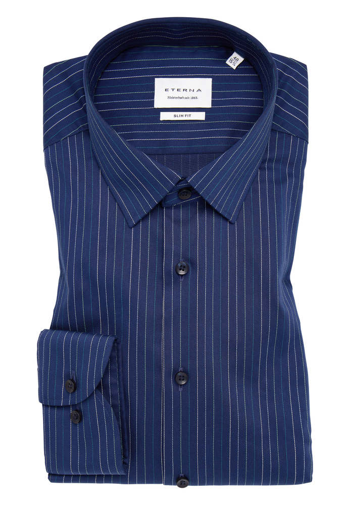 SLIM FIT Hemd in dunkelblau gestreift von ETERNA Mode GmbH