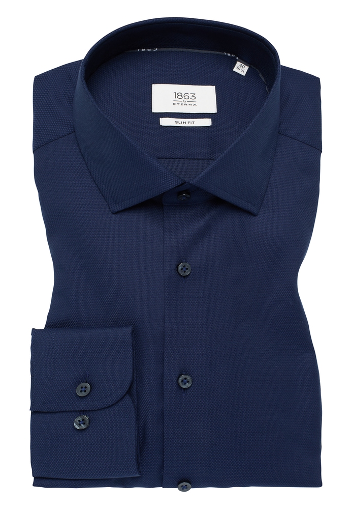 SLIM FIT Hemd in dunkelblau strukturiert von ETERNA Mode GmbH