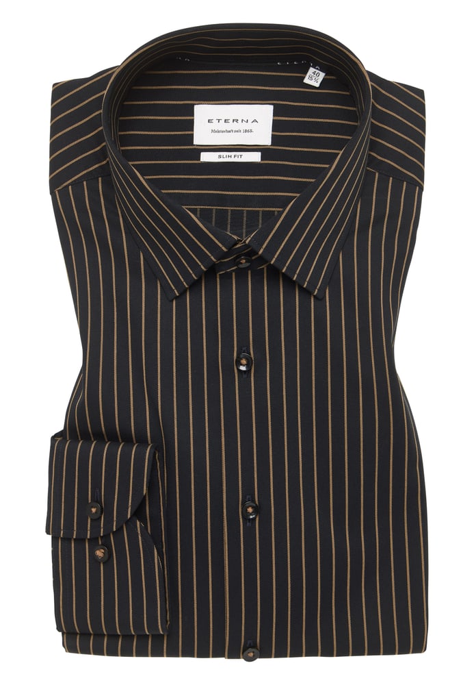 SLIM FIT Hemd in dunkelbraun gestreift von ETERNA Mode GmbH