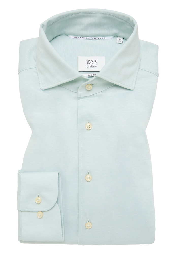 SLIM FIT Hemd in grün unifarben von ETERNA Mode GmbH