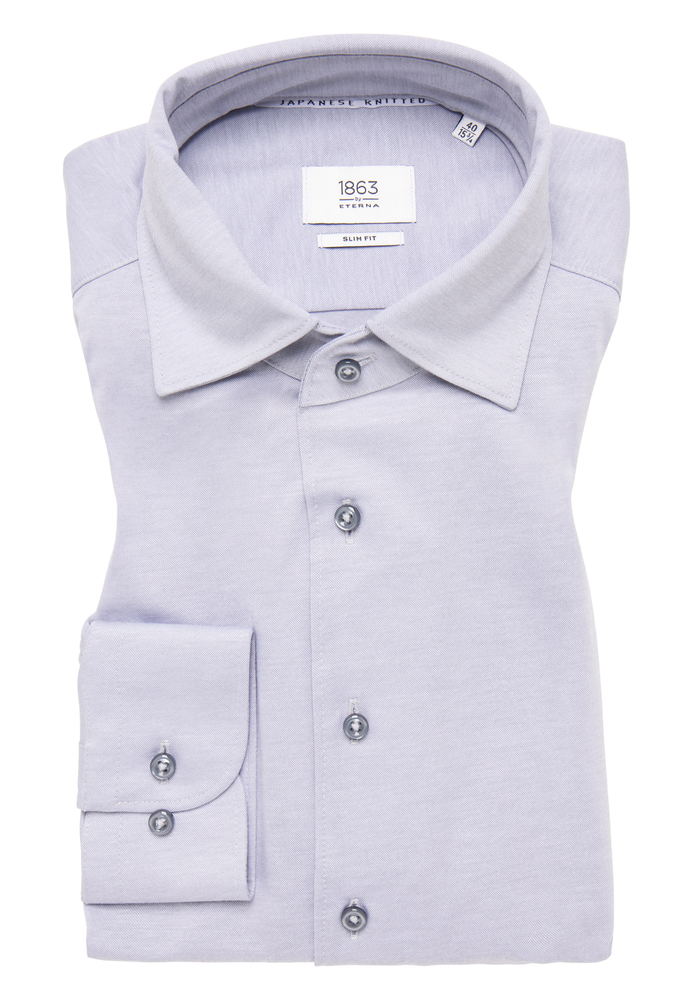 SLIM FIT Hemd in hellgrau unifarben von ETERNA Mode GmbH