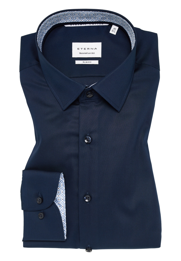SLIM FIT Hemd in navy unifarben von ETERNA Mode GmbH