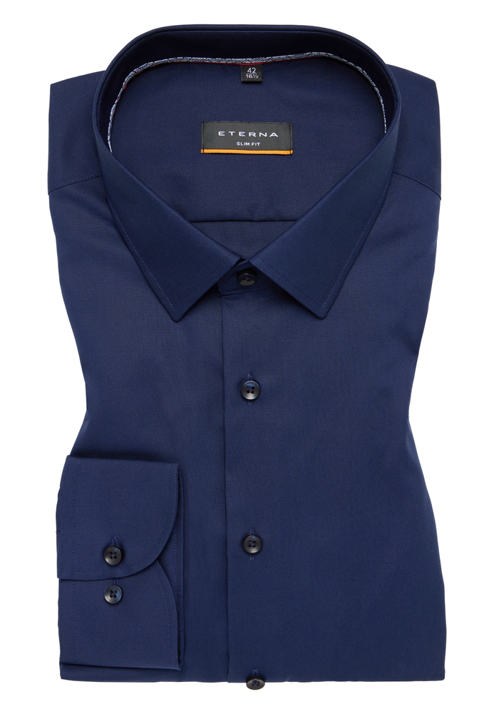 SLIM FIT Hemd in navy unifarben von ETERNA Mode GmbH