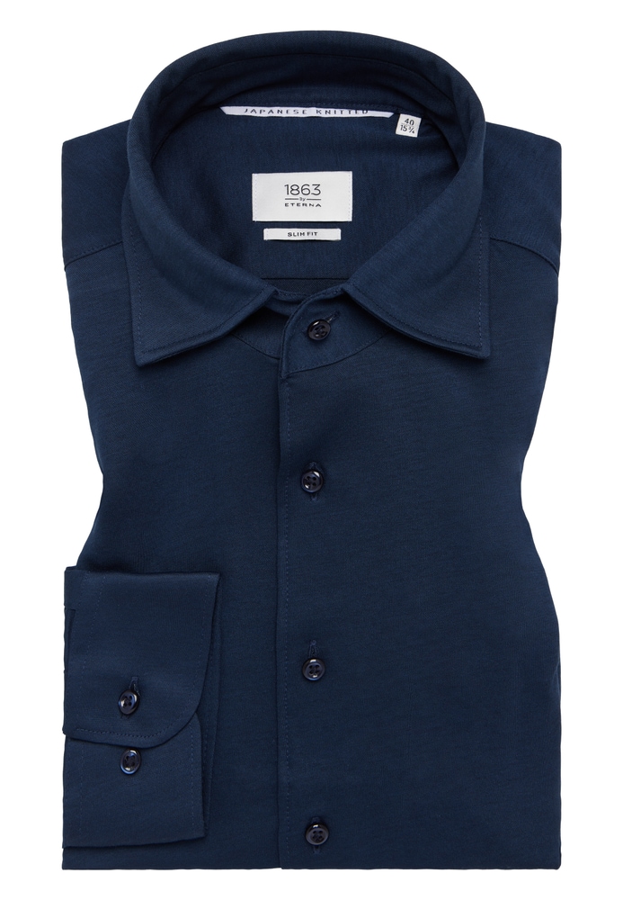 SLIM FIT Hemd in navy unifarben von ETERNA Mode GmbH