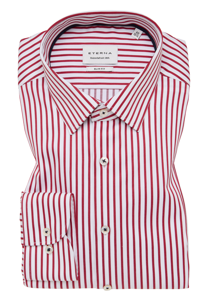 SLIM FIT Hemd in rot gestreift von ETERNA Mode GmbH