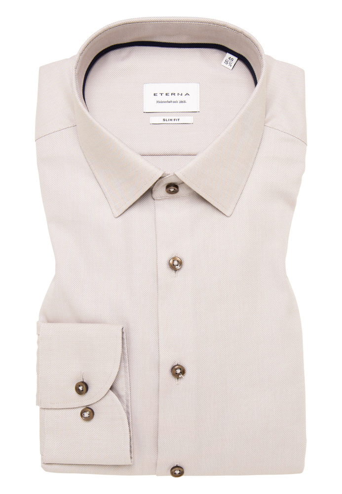 SLIM FIT Hemd in sand strukturiert von ETERNA Mode GmbH