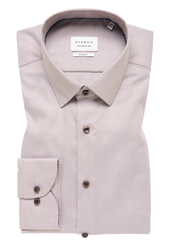 SLIM FIT Hemd in sand strukturiert von ETERNA Mode GmbH
