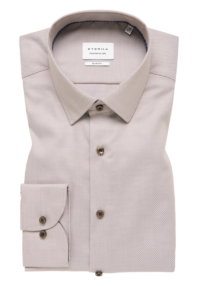 SLIM FIT Hemd in sand strukturiert von ETERNA Mode GmbH