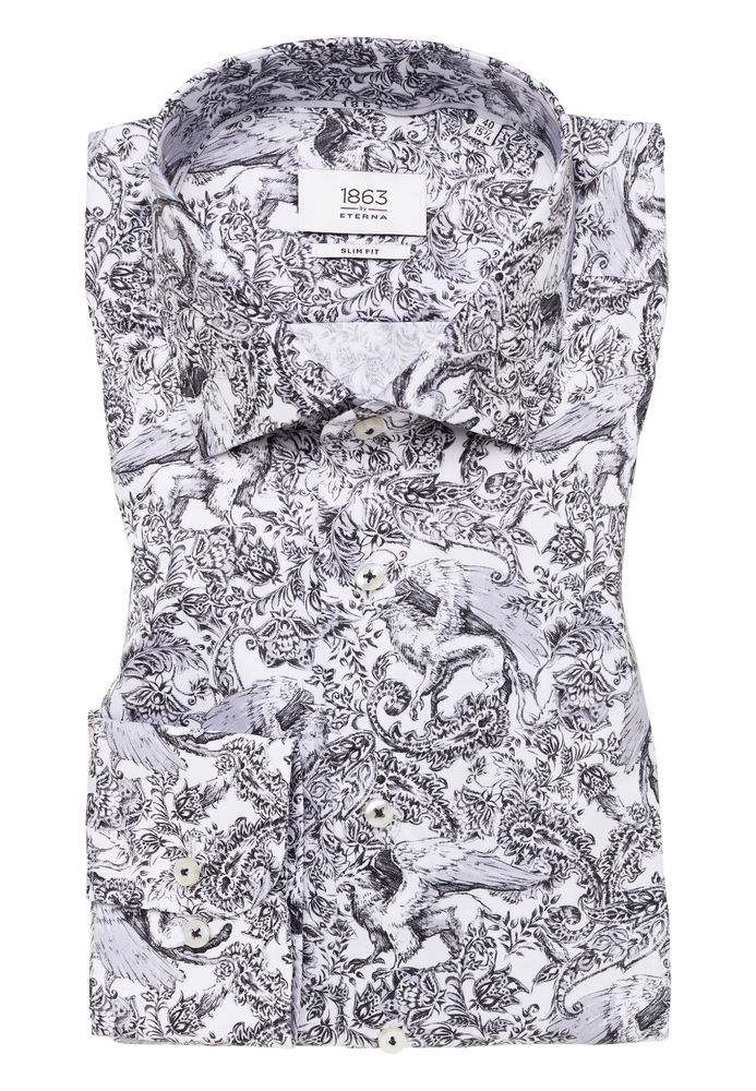 SLIM FIT Hemd in schwarz bedruckt von ETERNA Mode GmbH