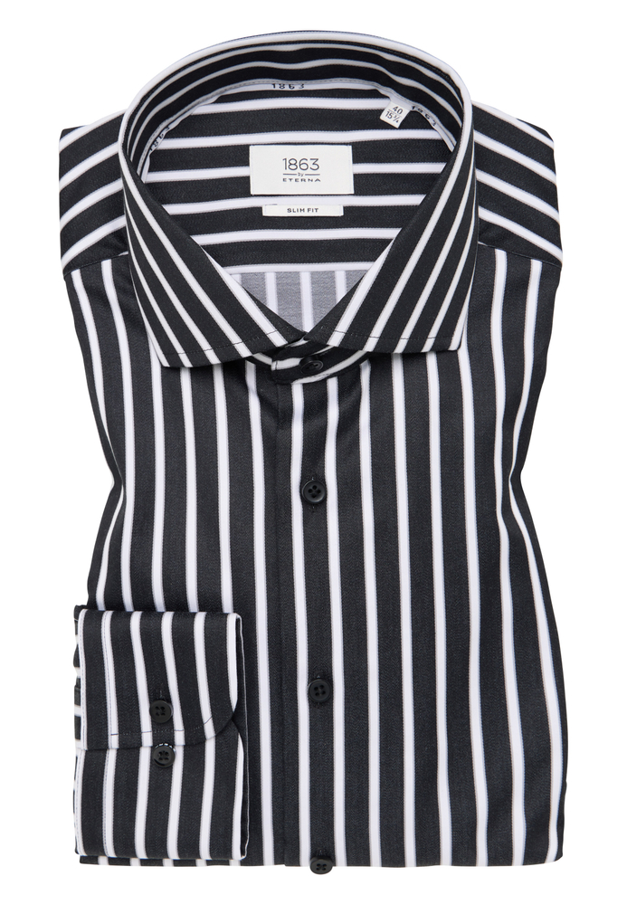 SLIM FIT Hemd in schwarz gestreift von ETERNA Mode GmbH